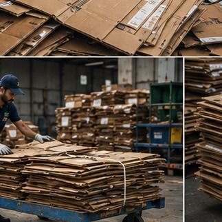 Bundled cardboard prepared for storage